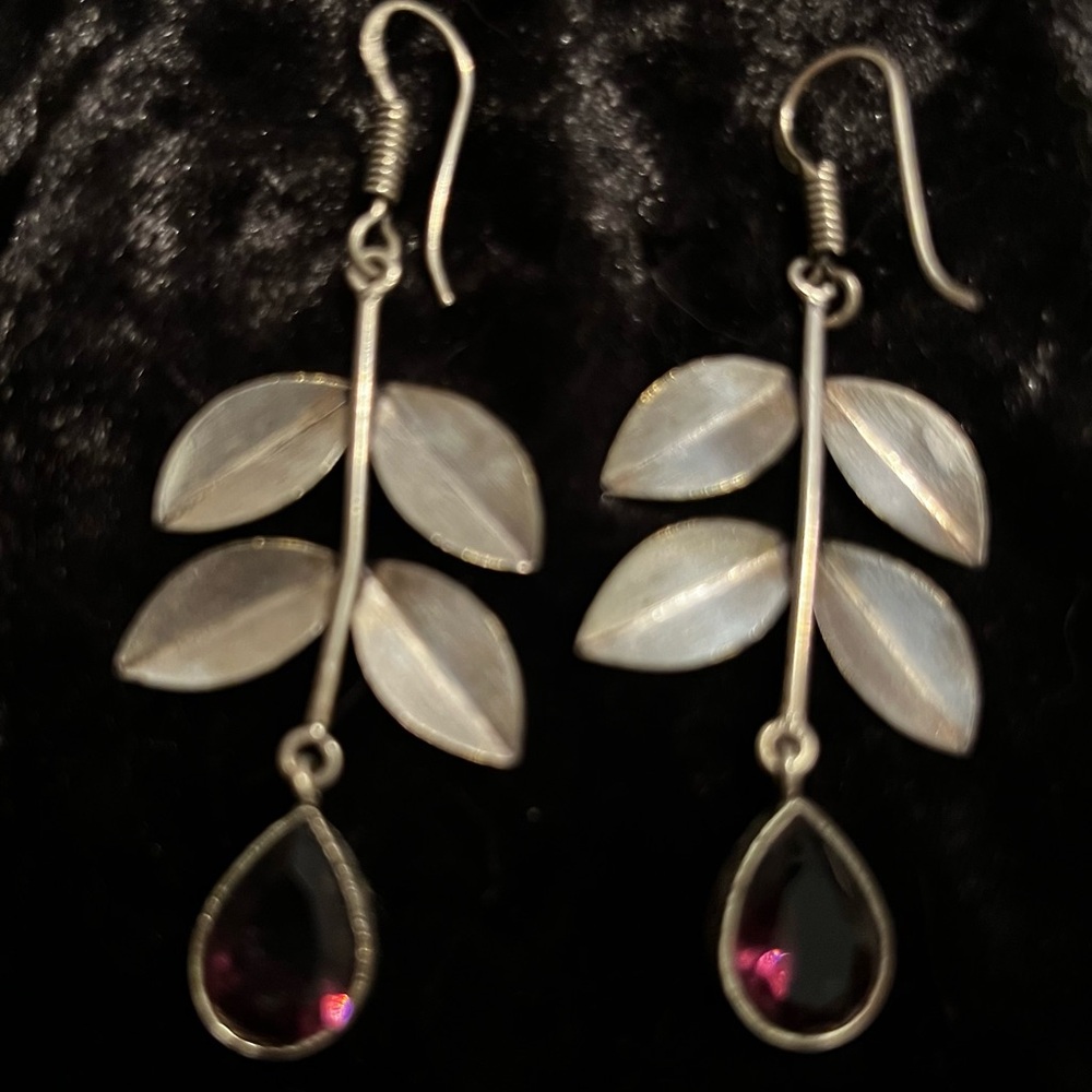 Handmade Artisan Sterling and Amethyst Earrings. Stunning and Unique,